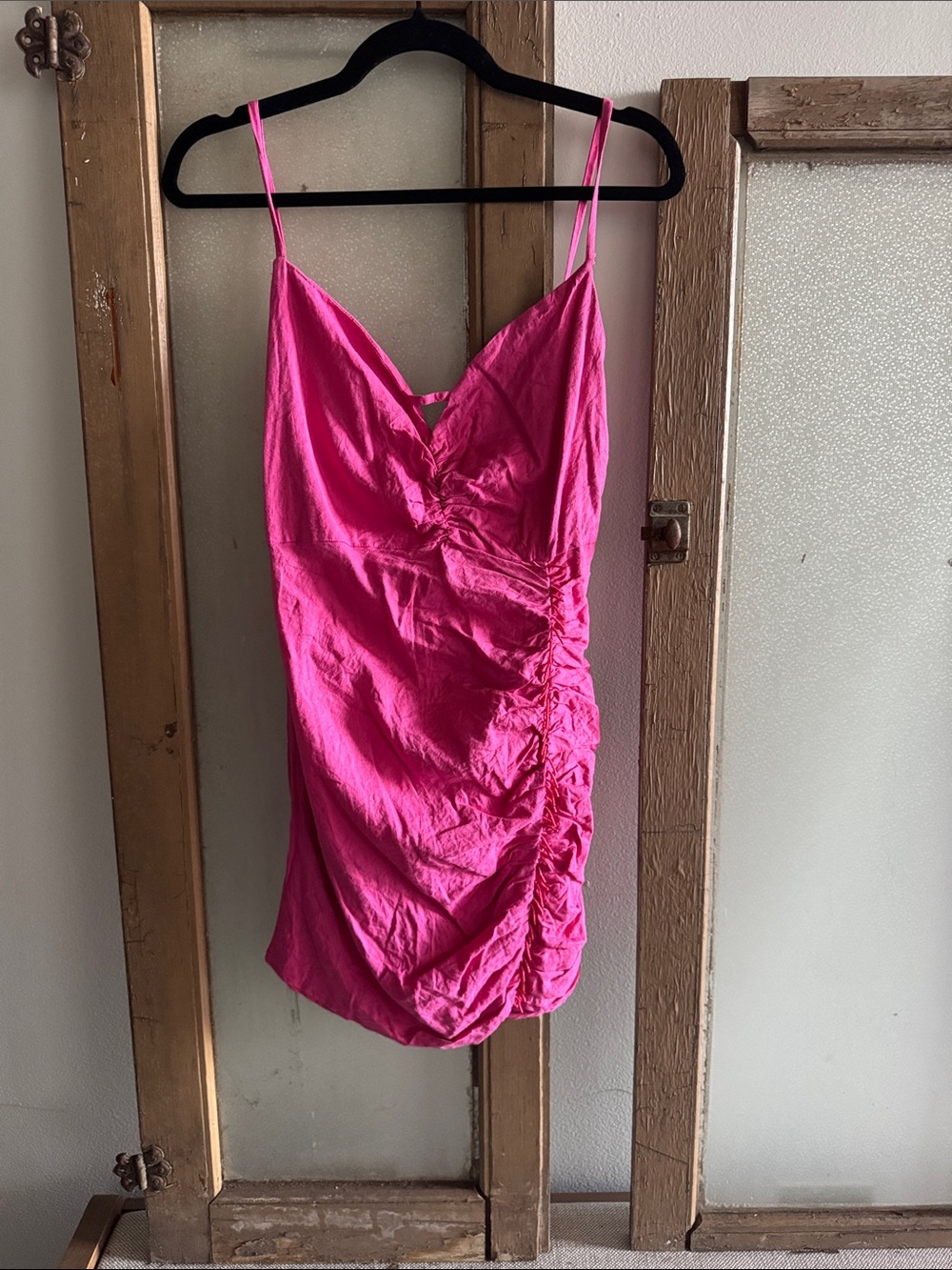 Zara Hot Pink Ruched Spaghetti Strap Camisole
